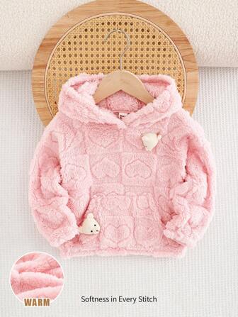 Cozy Pixies Sweat-shirt en polaire à capuche avec oreilles d'ours en 3D pour jeune fille