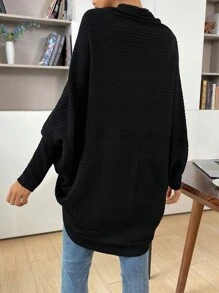 SHEIN Maternity Knit Cardigan, Winter Outerwear Black Open Front Sweater - Black - View 2