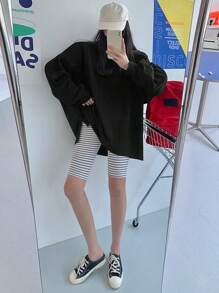 DAZY Women Oversized Solid Color Long Sleeve T-Shirt, Suitable For Spring, Summer & Autumn,Fall Women Clothes