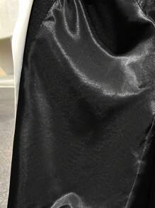 SHEIN EZwear 大码撞色拼布系带前长袖休闲西装外套 - 黑與白 - 查看 7