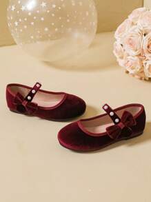 Fashionabla flickor med pärlor, platta skor, lämpliga för höst/vinter - Bourgogne - Visa 3