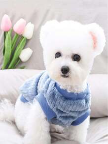 Knitwear Plush Pet Sweatshirt, For Small & Medium Dogs Christmas For Holiday Gift Giving - Blue - View 4