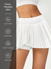 GLOWMODE FeatherFit™-Air Pleated Asymmetrical Pocket Anti-Slip Skirt With Built-In Shorts Light Support Low Impact Tennis Golf Quick Dry Moisture Wicking