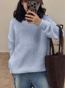 DAZY Tween Girl Crew Neck Sweater, Fall Clothing,Back To School Clothes - Blue - View 4