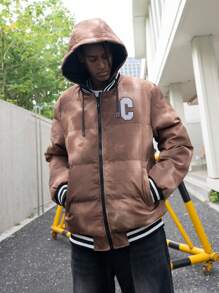 Manfinity Hypemode Men's Reversible Zipper Front Hooded Casual Padded Coat - Brown - View 5