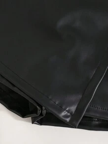 SHEIN 2pcs Babygirl Set, Long Sleeve Blouse And PU Leather Elastic Waist Shorts, Cute Pink Color, Autumn/Winter - Multicolor - View 6