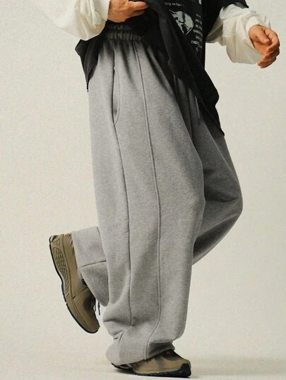 DAZY 男士纯色保暖内衬宽松休闲运动裤，带口袋，秋冬男士慢跑裤