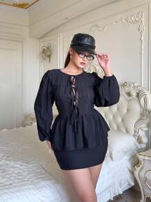 Flirla Blouse ample et décontractée texturée, grande taille pour femmes, porter au quotidien