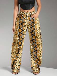 Denimoi Premium Denim Snake Print Baggy Jeans - Multicolor - View 1