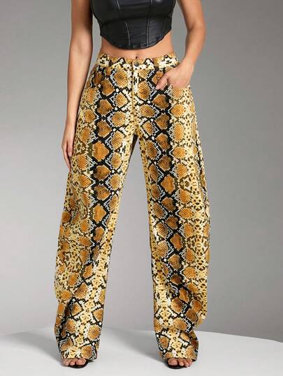 Denimoi Premium Denim Snake Print Baggy Jeans