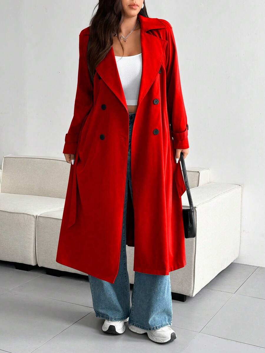 Vionelle Plus Size Fashionable Solid Color Loose Wind Jacket For New Year Clothes - Red - View 1
