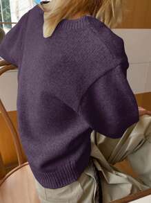 DAZY 女士商务休闲 V 领通勤中性风格毛衣、返校服、教师装秋季