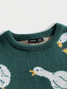 SWAVVY Men's Casual Daily Duck Pattern Loose Fit Long Sleeve Sweater, Autumn/Winter