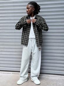 Manfinity VCAY Men's Loose Letter Embroidered Long Sleeve Single-Breasted Casual Shirt, Autumn - Multicolor - View 3