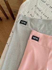 SHEIN LMoss Kids 年轻女孩买 1 送 4 5 件套女孩纯色修身字母印花打底裤，非常适合圣诞节休闲日常穿着和学校穿着，女孩冬装，圣诞服装，派对服装，日常穿着学校日常，生日服装，公主服装，妈妈和女儿和姐妹搭配 - 彩色 - 查看 6