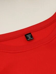 Calvaya Sudadera cuello redondo navideña, sudadera cuello redondo de talla grande para mujer con estampados de alce y eslogan, casual y cómoda, adecuada para otoño e invierno - Rojo - Ver 4