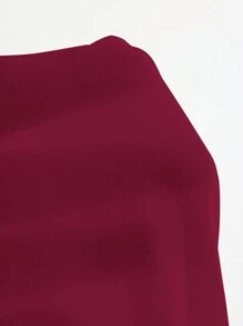 DAZY Women Solid Color Crew Neck Casual Long Sleeve T-Shirt,Fall Clothes - Burgundy - View 4