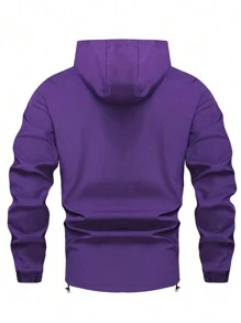 Manfinity Homme Men Zip Up Hooded Jacket For Dailywear. Going Out Hooded Zipper Jacket Athletic Long Sleeve Jogger Light Purple Jacket, For Friends, Husband, Boyfriend Gifts - Purple - View 2