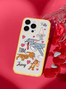 TOM & JERRY X SHEIN 卡通与字母印花黄色边框透明手机壳 - 彩色 - 查看 3