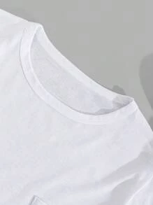 RueChic 男士纯色圆领长袖口袋衬衫和抽绳腰裤休闲家居服套装 - 白色 - 查看 3