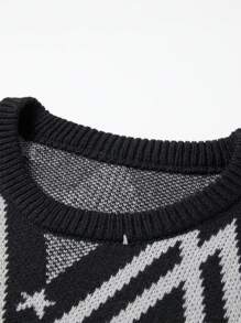 Manfinity Homme Áo len dệt kim họa tiết hình học Colorblock thường ngày cho nam, Thu/Đông - Nhiều màu - Xem 4