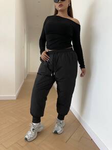 Flirla Pantalones casuales gruesos, versátiles y minimalistas, aptos para el uso diario