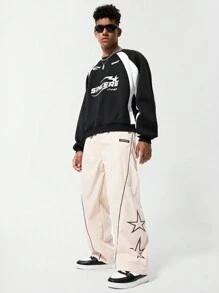 青少年男孩休闲时尚舒适长袖连帽衫和裤子套装 - 黑色 - 查看 3