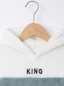 SHEIN Leap Crew 小男孩撞色块图案字母刺绣羊毛卫衣 - 彩色 - 查看 3