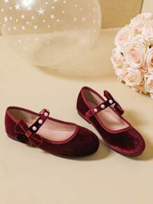 Fashionabla flickor med pärlor, platta skor, lämpliga för höst/vinter - Bourgogne - Visa 5