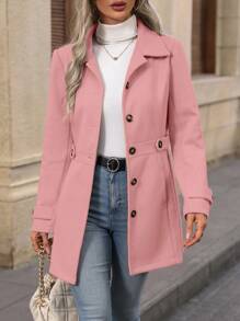 EMERY ROSE 1pc Women Casual Minimalist Single-Breasted Coat, Suitable For Autumn