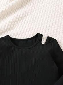 Elladie kids 2pcs/Set Young Girl And Young Girl Casual Street Chic Cropped Long Sleeve Top + Graffiti Straight Leg Pants, Suitable For Daily Outings And Casual Occasions, Autumn/Winter - Multicolor - View 4