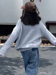 DAZY Tween Girl Crew Neck Sweater, Fall Clothing,Back To School Clothes - Blue - View 2