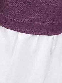 Chiquease Women Casual Everyday Patchwork Fabric Layered Style Top - Purple - View 5