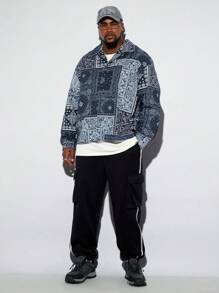 Manfinity VCAY 大码男式宽松宽版佩斯利花卉印花长袖衬衫 - 彩色 - 查看 2