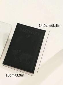 1 chiếc 14cm*10cm Bao đựng hộ chiếu du lịch bằng da PU tối giản, Bao đựng vé, Quà tặng Giáng sinh màu đen cho ngày lễ - màu đen - Xem 2