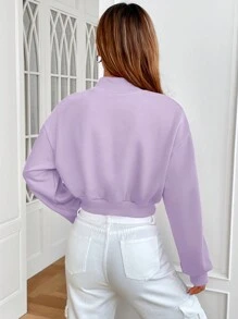 Muchica Sudadera morada/lila de punto con cuello alto para mujeres - Lila Púrpura - Ver 2
