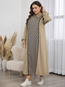 Lacomfia Sudadera con capucha de manga larga, cuello vuelto y estampado gráfico a color para tallas grandes