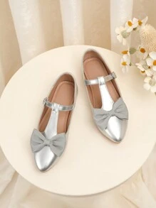 Zapatos casuales planos de estilo académico a juego para niños y padres, fashionables para fiestas y vacaciones, para otoño/invierno - Plateado - Ver 4