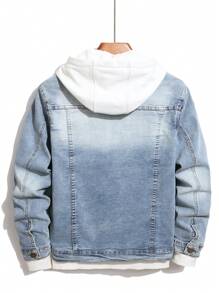 Manfinity Homme Men's Casual Plain Denim Single-Breasted Jacket Long Sleeve, Autumn, For Going Out, Boyfriend Gift College Hang Out Sport Street