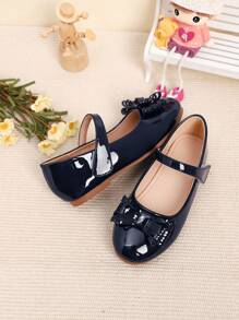 Giày bệt trang trí nơ cho bé gái, mùa thu/đông - Màu xanh lam - Xem 4