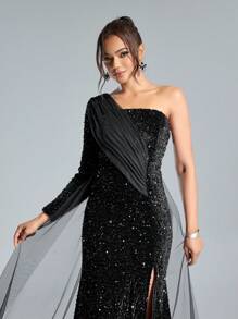 SHEIN Belle Women's Formal Christmas Party Dress (Heavily Embellished) - Black - View 5