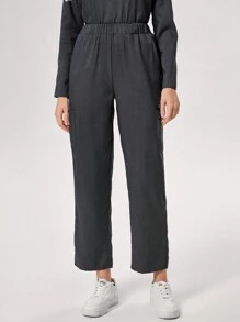 TaskEZ 1set Basic V-Neck Long Sleeve Blouse & Pants Scrub Uniform Set - Grey - View 8