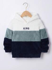 SHEIN Leap Crew 小男孩撞色块图案字母刺绣羊毛卫衣 - 彩色 - 查看 4