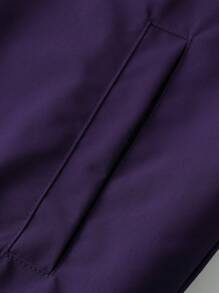 Manfinity Homme Men's Autumn Casual Everyday Letter Print Aviator Jacket - Purple - View 7