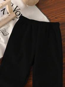 SHEIN Explorewe Tween 女童松紧腰宽松休闲纯色运动裤 - 灰色 - 查看 4