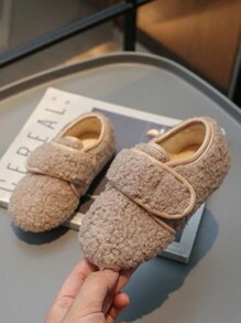 Scarpe basse imbottite in peluche per bambini e bambine, con fodera calda, stile college di moda, casual da esterno, adatte per autunno/inverno