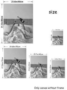 SHEIN 1pc Unframed Black And White Pouring Champagne On Bed Celebrating Canvas Poster,Waterproof Wall Art, Modern Artwork Wall Painting For Gift,Bedroom, Living Room, Office,Bathroom,Dining Room,Cafe, Bar, Wall Decor, Home And Dormitory Decoration Christmas For Holiday Gift Giving