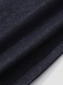 Livesso 女士休闲纯色背心和宽腿宽松牛仔裤 2 件套 - 深色水洗藍 - 查看 9