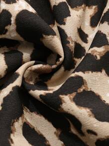 DAZY 女士豹纹A字裙，高腰，宽松，修身，优雅长裙，荷叶边