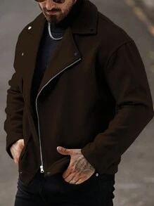 Manfinity Homme Men Zipper Pocket Casual Multi-Purpose Long Sleeve Jacket - Coffee Brown - View 7